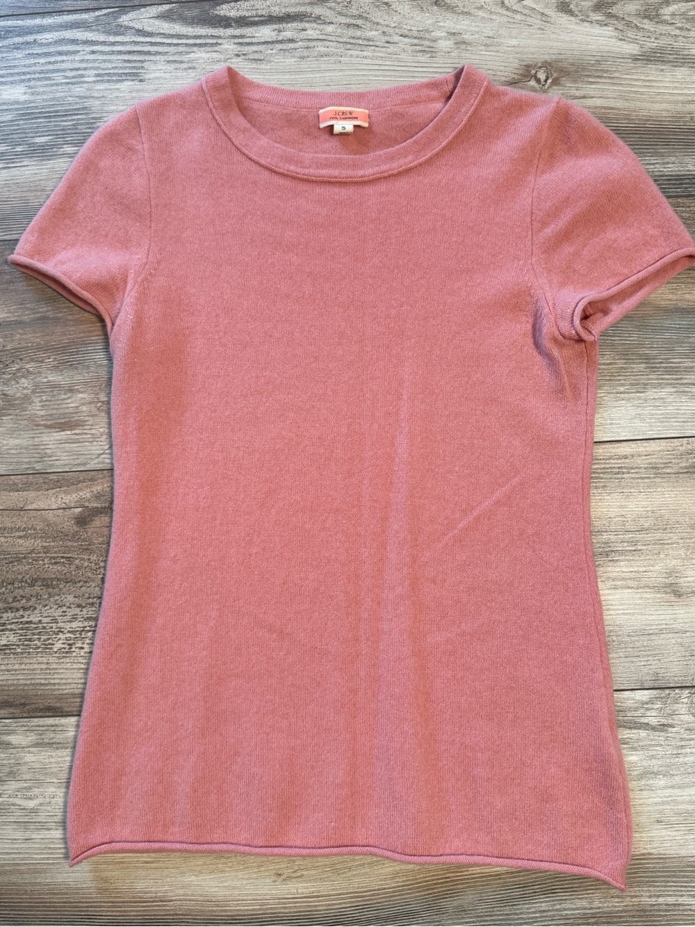 J. Crew Rose Blush Short-Sleeve Cashmere Tee